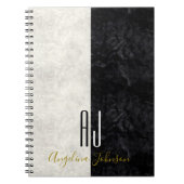 Moderne Schwarz-Weiß-Monogramm-Initialen aus Marmo Notizblock (Vorderseite)