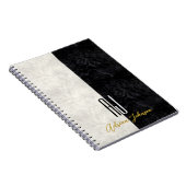 Moderne Schwarz-Weiß-Monogramm-Initialen aus Marmo Notizblock (Rechte Seite)