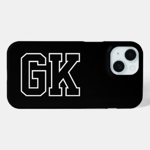 Moderne Schwarz-Weiß-Monogramm-Initialen Case-Mate iPhone Hülle