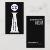 Moderne Schwarz-Weiß-Monogramm, lila Visitenkarte (Vorne/Hinten)