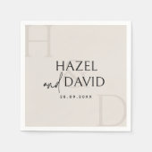 Moderne Schwarz-Weiß-Monogramm-Minimalismus-Hochze Serviette (Vorderseite)