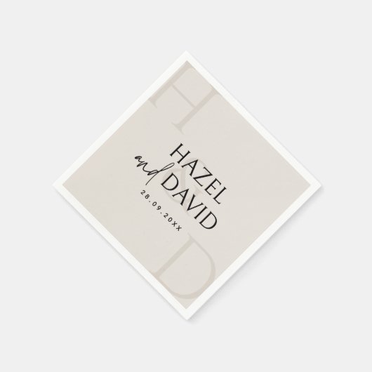 Moderne Schwarz-Weiß-Monogramm-Minimalismus-Hochze Serviette (Ecke)