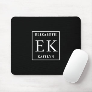Moderne Schwarz-Weiß-Monogramm Mousepad