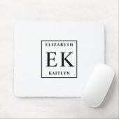Moderne Schwarz-Weiß-Monogramm Mousepad (Mit Mouse)