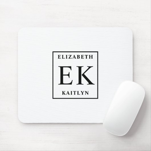 Moderne Schwarz-Weiß-Monogramm Mousepad (Mit Mouse)