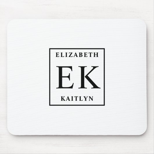 Moderne Schwarz-Weiß-Monogramm Mousepad (Vorne)