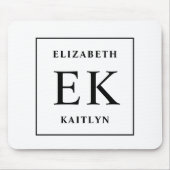 Moderne Schwarz-Weiß-Monogramm Mousepad (Vorne)