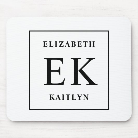 Moderne Schwarz-Weiß-Monogramm Mousepad (Vorne)