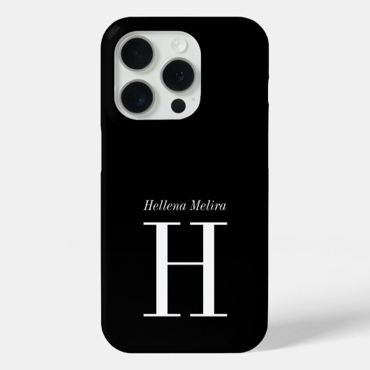 Moderne Schwarz-Weiß-Monogramm-Name Case-Mate iPhone Hülle (Rückseite)