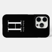 Moderne Schwarz-Weiß-Monogramm-Name Case-Mate iPhone Hülle (Rückseite (Horizontal))