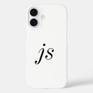 Moderne Schwarz-Weiß-Monogramm-Name iPhone 16 Hülle
