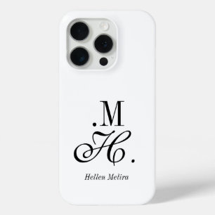 Moderne Schwarz-Weiß-Monogramm-Name Case-Mate iPhone Hülle