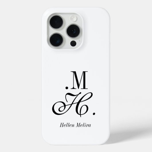 Moderne Schwarz-Weiß-Monogramm-Name Case-Mate iPhone Hülle (Rückseite)