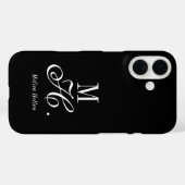 Moderne Schwarz-Weiß-Monogramm-Name Case-Mate iPhone Hülle (Rückseite (Horizontal))