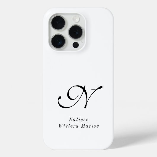 Moderne Schwarz-Weiß-Monogramm-Name Case-Mate iPhone Hülle (Rückseite)