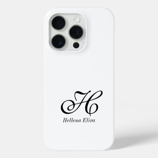 Moderne Schwarz-Weiß-Monogramm-Name Case-Mate iPhone Hülle (Rückseite)