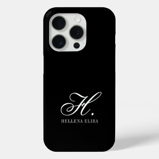 Moderne Schwarz-Weiß-Monogramm-Name Case-Mate iPhone Hülle (Rückseite)