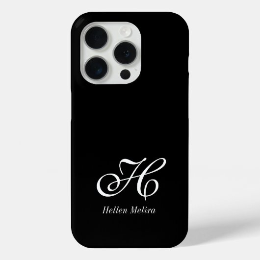 Moderne Schwarz-Weiß-Monogramm-Name Case-Mate iPhone Hülle (Rückseite)