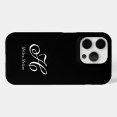 Moderne Schwarz-Weiß-Monogramm-Name Case-Mate iPhone Hülle (Rückseite (Horizontal))