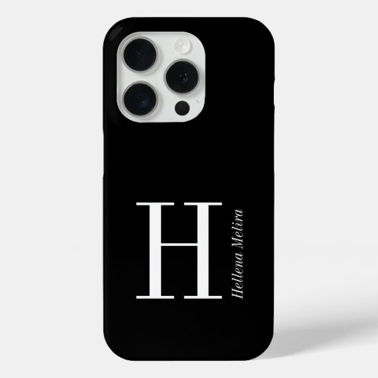 Moderne Schwarz-Weiß-Monogramm-Name Case-Mate iPhone Hülle (Rückseite)