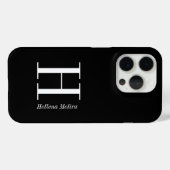 Moderne Schwarz-Weiß-Monogramm-Name Case-Mate iPhone Hülle (Rückseite (Horizontal))