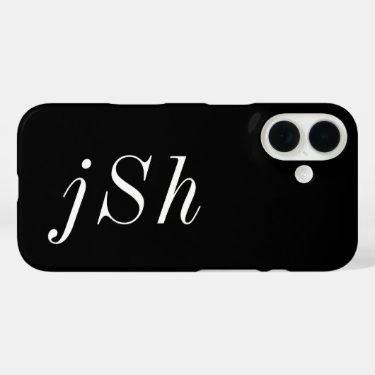 Moderne Schwarz-Weiß-Monogramm-Name Case-Mate iPhone Hülle (Rückseite (Horizontal))
