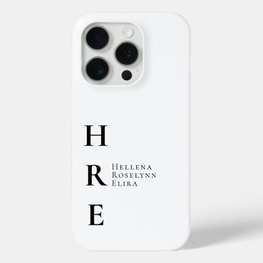 Moderne Schwarz-Weiß-Monogramm-Name Case-Mate iPhone Hülle (Rückseite)