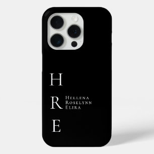 Moderne Schwarz-Weiß-Monogramm-Name Case-Mate iPhone Hülle