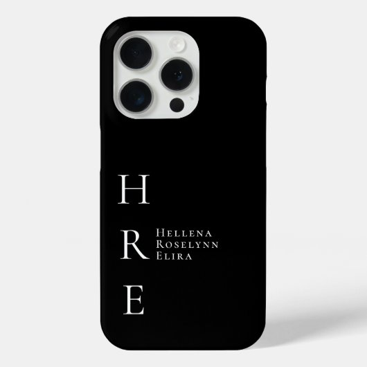 Moderne Schwarz-Weiß-Monogramm-Name Case-Mate iPhone Hülle (Rückseite)