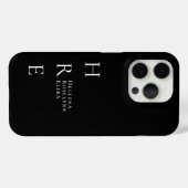 Moderne Schwarz-Weiß-Monogramm-Name Case-Mate iPhone Hülle (Rückseite (Horizontal))