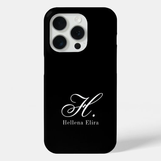 Moderne Schwarz-Weiß-Monogramm-Name Case-Mate iPhone Hülle (Rückseite)