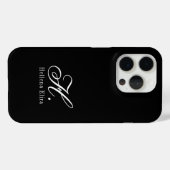 Moderne Schwarz-Weiß-Monogramm-Name Case-Mate iPhone Hülle (Rückseite (Horizontal))
