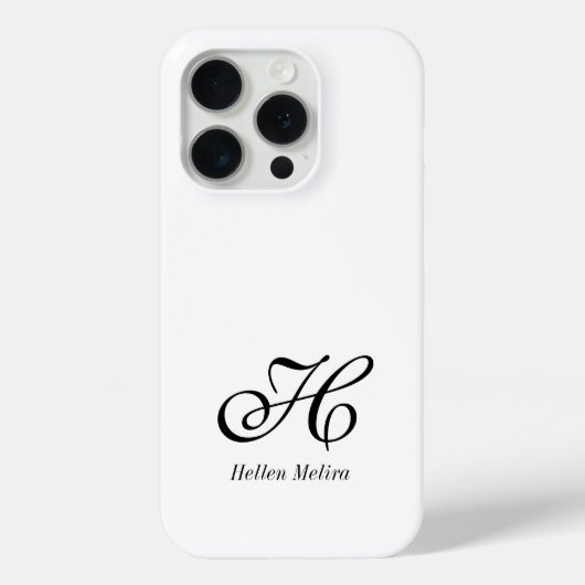 Moderne Schwarz-Weiß-Monogramm-Name Case-Mate iPhone Hülle (Rückseite)