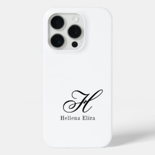 Moderne Schwarz-Weiß-Monogramm-Name Case-Mate iPhone Hülle