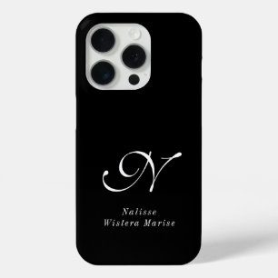 Moderne Schwarz-Weiß-Monogramm-Name Case-Mate iPhone Hülle