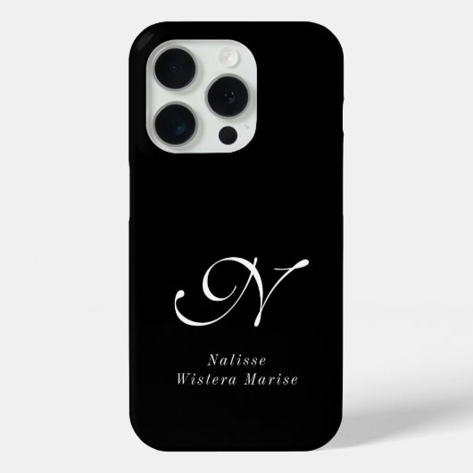 Moderne Schwarz-Weiß-Monogramm-Name Case-Mate iPhone Hülle (Rückseite)