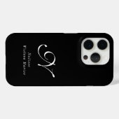 Moderne Schwarz-Weiß-Monogramm-Name Case-Mate iPhone Hülle (Rückseite (Horizontal))