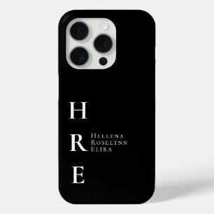 Moderne Schwarz-Weiß-Monogramm-Name Case-Mate iPhone Hülle