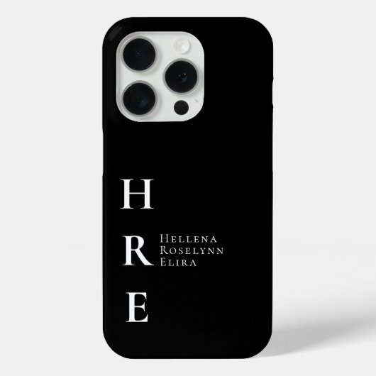 Moderne Schwarz-Weiß-Monogramm-Name Case-Mate iPhone Hülle (Rückseite)