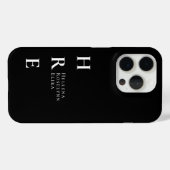 Moderne Schwarz-Weiß-Monogramm-Name Case-Mate iPhone Hülle (Rückseite (Horizontal))