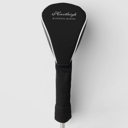 Moderne Schwarz-Weiß-Monogramm-Name Golf Headcover (Vorderseite)