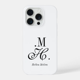 Moderne Schwarz-Weiß-Monogramm-Name iPhone 15 Pro Hülle