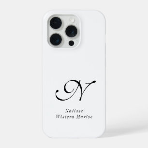 Moderne Schwarz-Weiß-Monogramm-Name iPhone 15 Pro Hülle