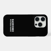 Moderne Schwarz-Weiß-Monogramm-Name iPhone Hülle (Rückseite (Horizontal))
