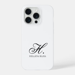 Moderne Schwarz-Weiß-Monogramm-Name iPhone 15 Pro Hülle