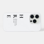 Moderne Schwarz-Weiß-Monogramm-Name iPhone Hülle (Rückseite (Horizontal))