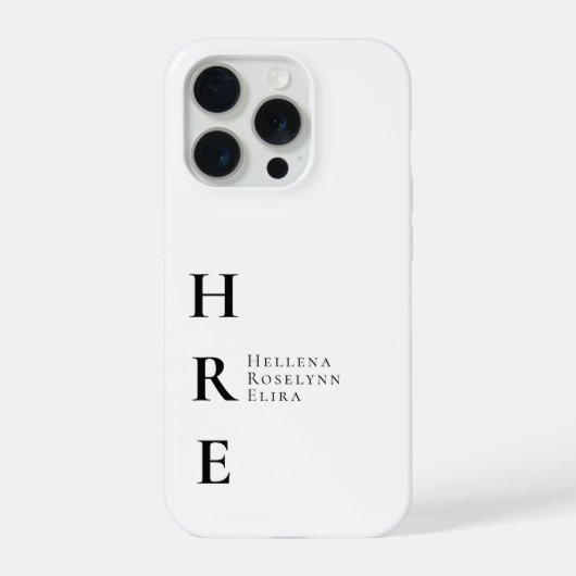 Moderne Schwarz-Weiß-Monogramm-Name iPhone Hülle (Rückseite)