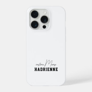 Moderne Schwarz-Weiß-Monogramm-Name iPhone 15 Pro Hülle
