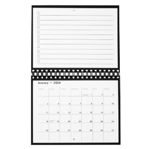 Moderne Schwarz-Weiß-Monogramm-Name-To-Do-Liste Kalender