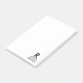 Moderne Schwarz-Weiß-Monogramm-Notizdesign Post-it Klebezettel (angewinkelt)